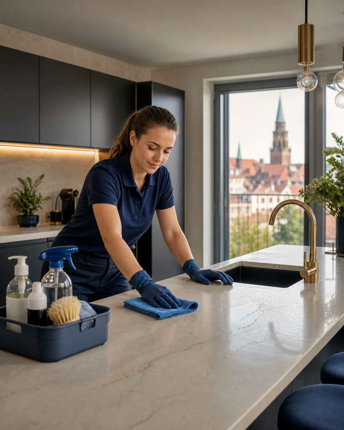Professionelle Reinigung einer Wohnungsküche